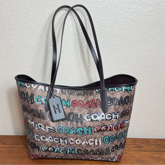 Coach X Mint + Serf City  Multicolor In Canvas Signature  Tote Bag. - Picture 3 of 12